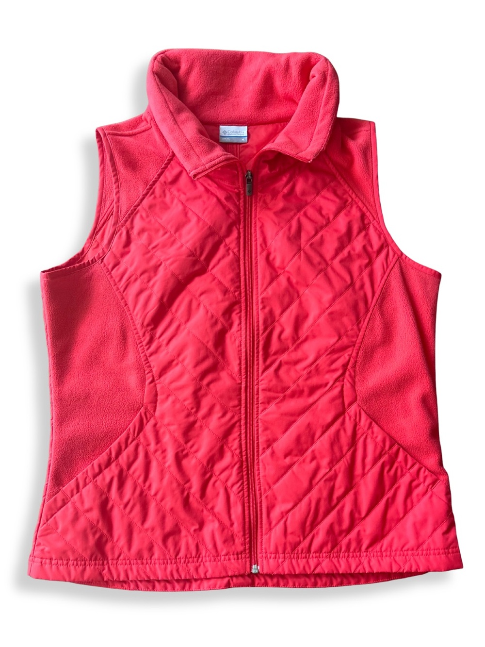 Columbia Women’s XL Quilted Fleece Full Zip Vest Pink Outdoor Casual